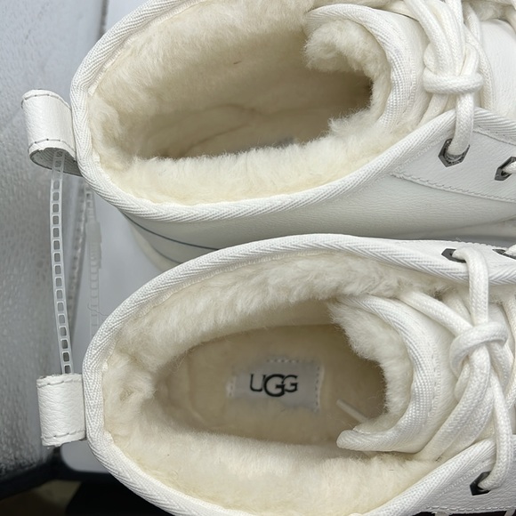 NWT Ugg Neumel Chopd Boots Chukka Shoes White Black Wool Fur Mens Size 11 - Picture 8 of 15